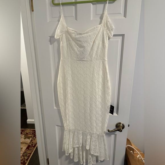 Lulus ivory lace off the shoulder midi dress - Picture 2 of 3